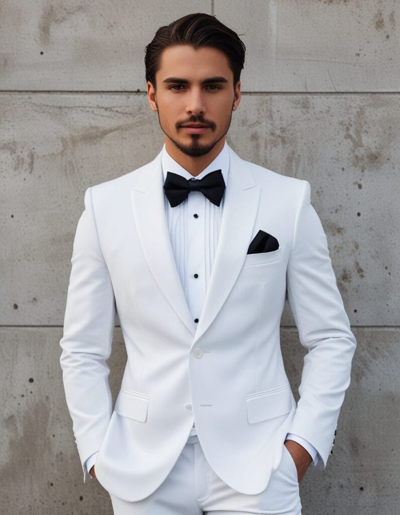 Men's Classic White Tuxedo (Made to Measure) styling inspiration