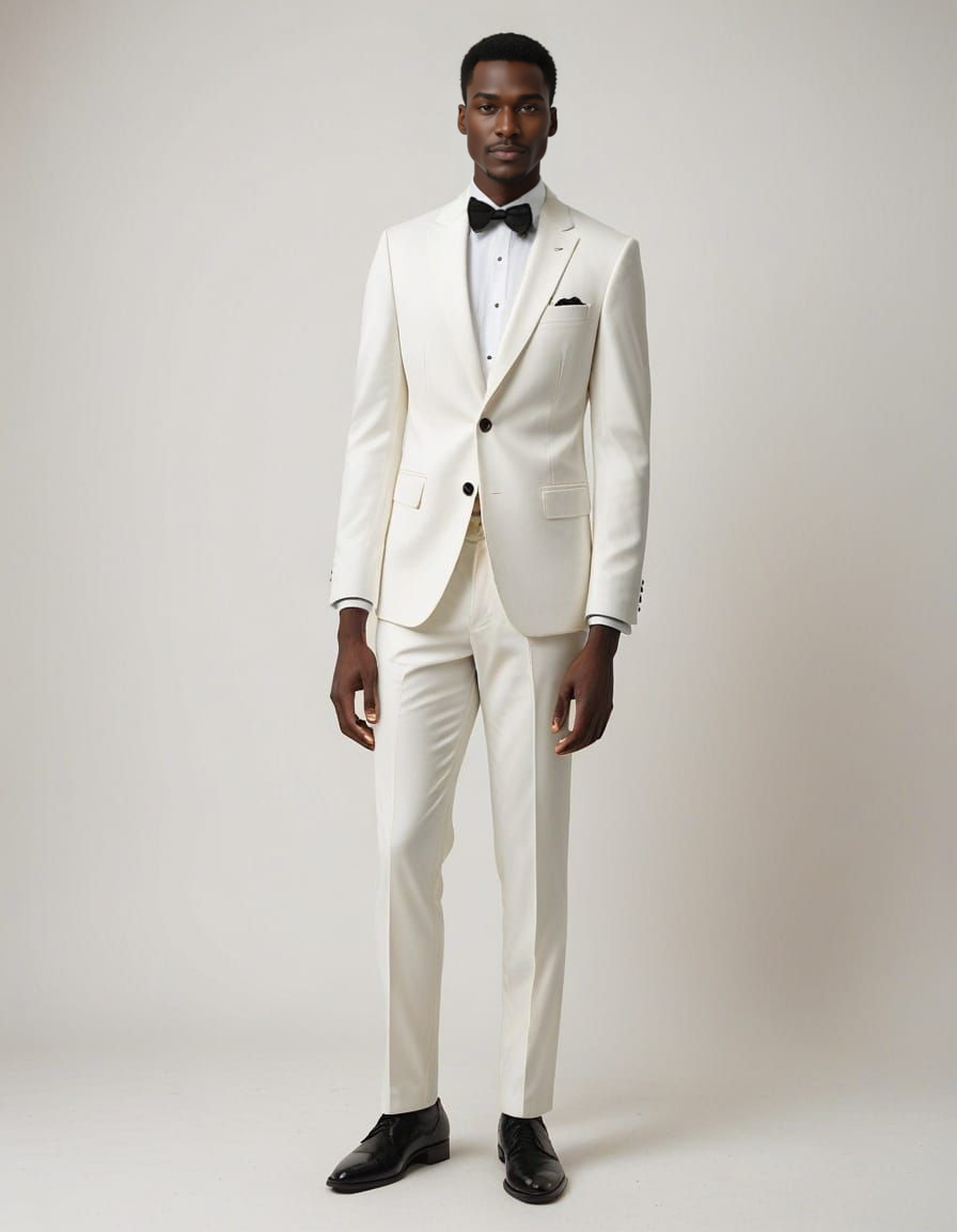 mens classic white tuxedo matching notch lapels