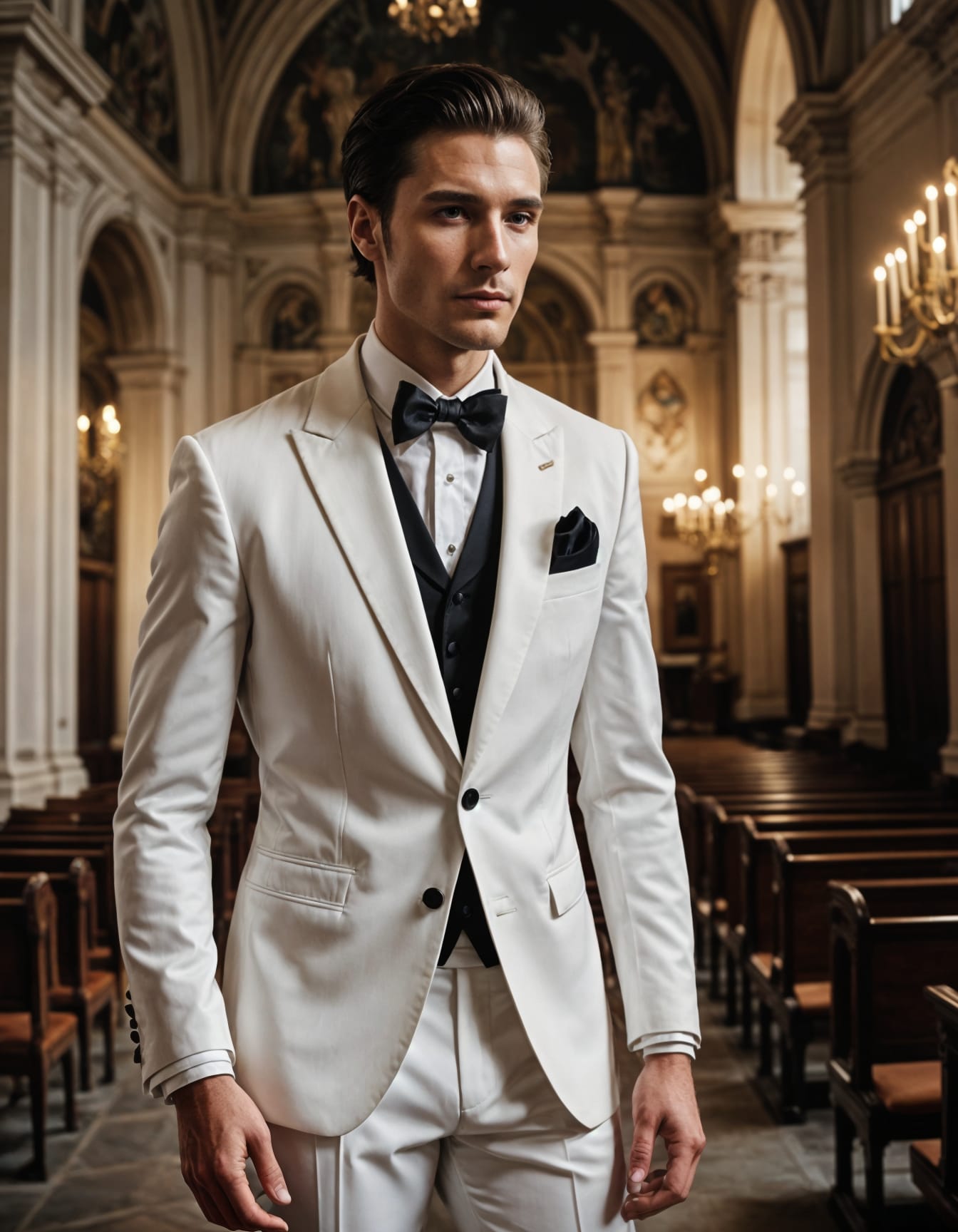 mens classic white tuxedo matching peak lapel