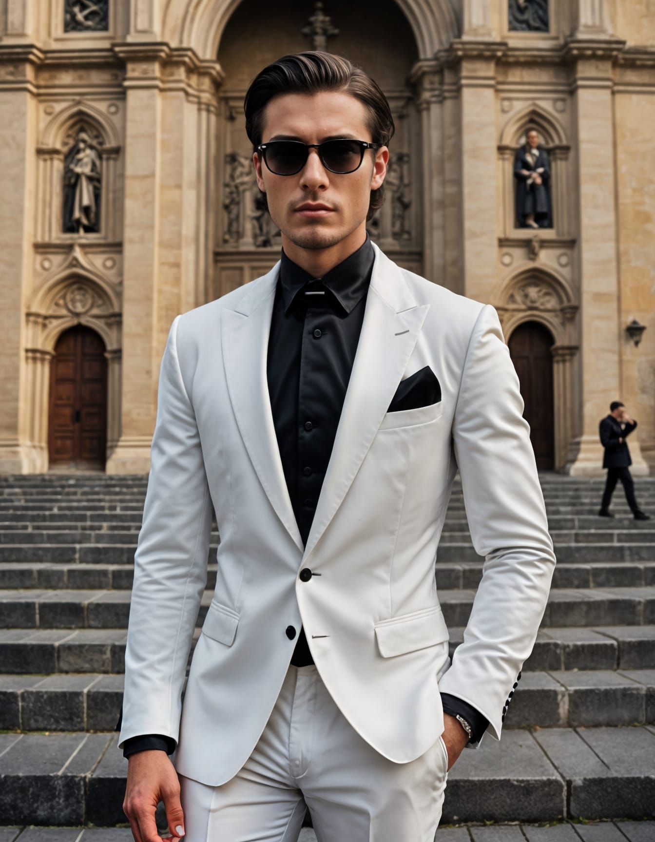 mens classic white tuxedo matching peak lapels 2