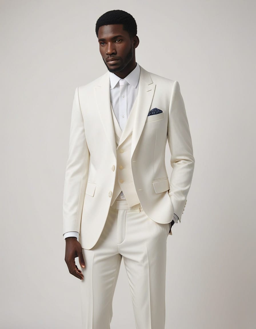 mens classic white tuxedo matching peak lapels