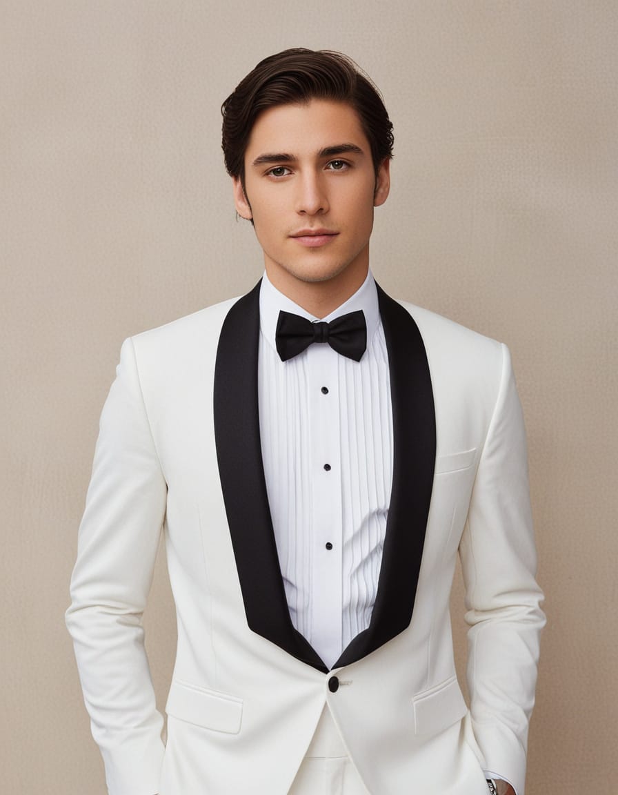 mens classic white tuxedo matching shawl lapels