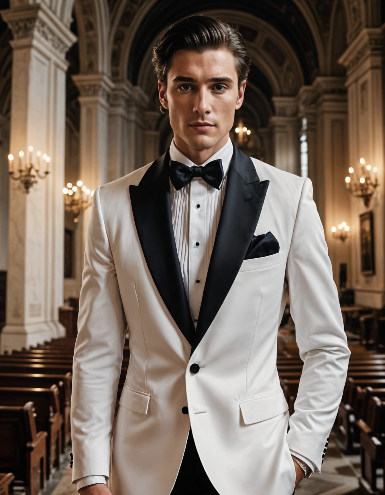 mens classic white tuxedo satin peak lapels