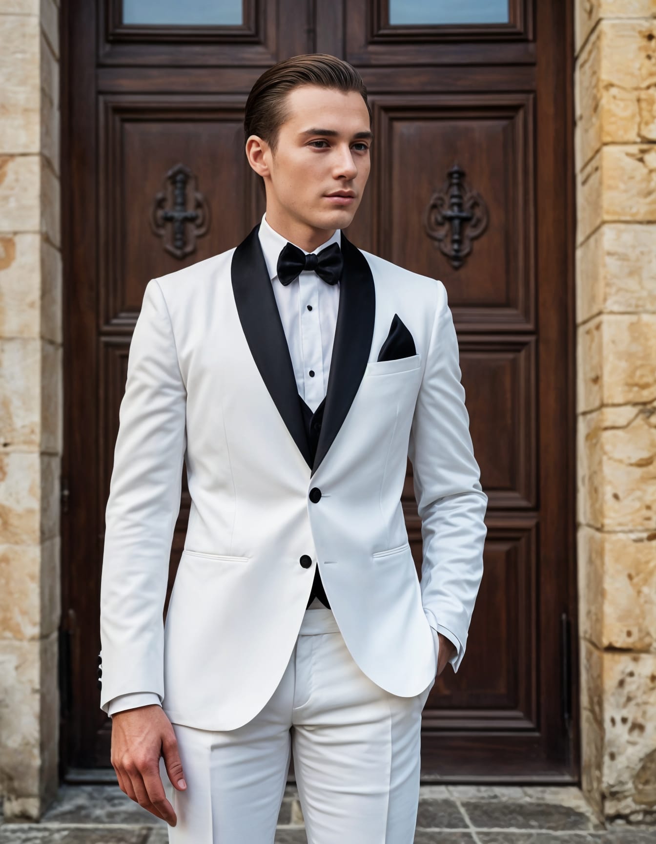 mens classic white tuxedo satin shawl lapel